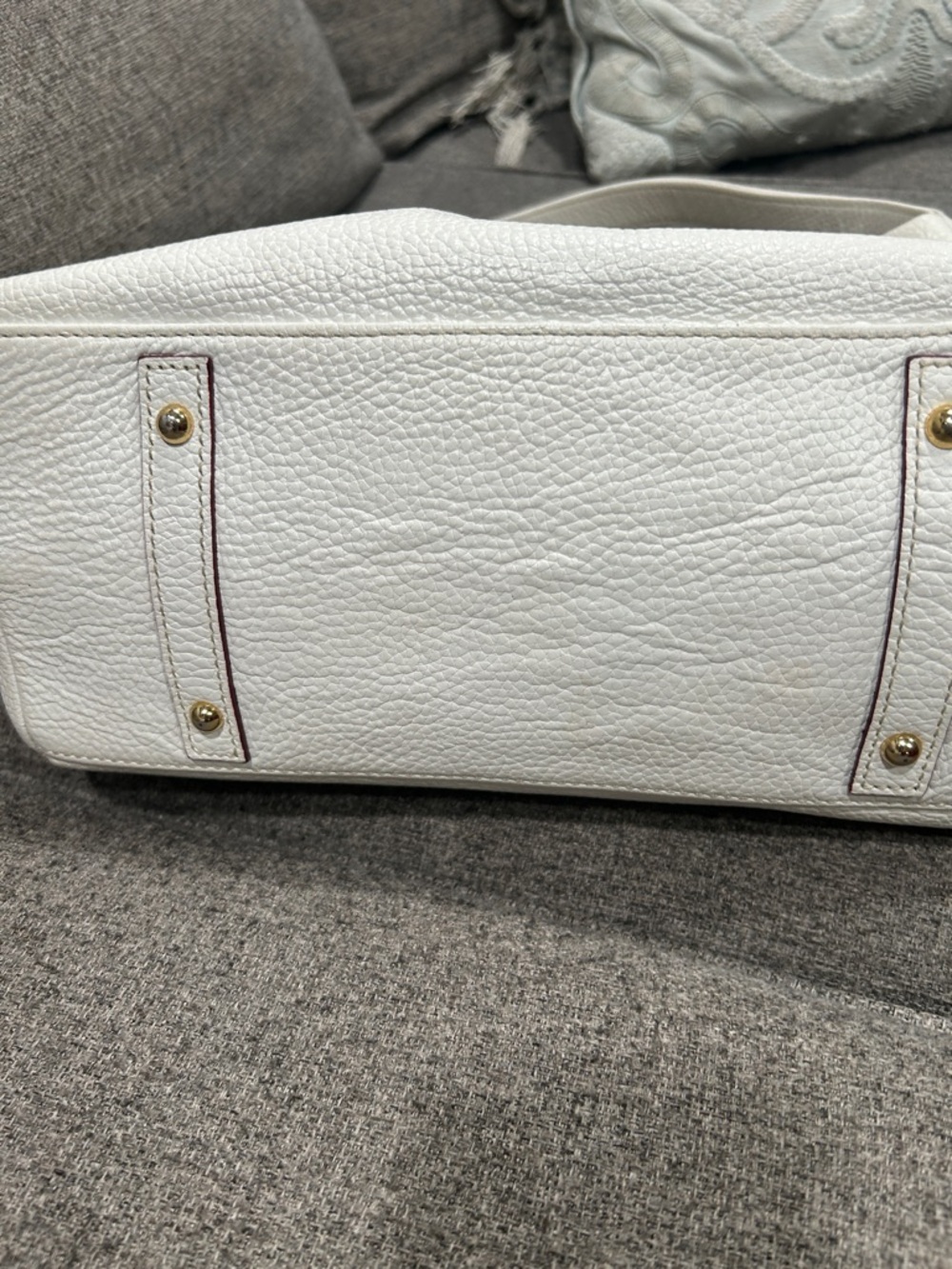 Dooney & Bourke White Pebbled Leather Shoulder Hobo with Gold-Tone Accent, - Picture 5 of 12